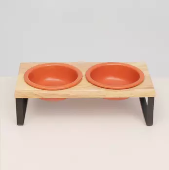 RURRI Миски керамические на подставке для кошек и собак, 2x300 мл, оранжевые