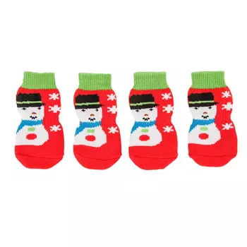 Rurri Носки для собак со снеговиком M красный (унисекс)