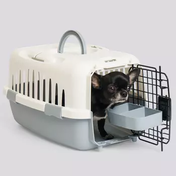 RURRI Переноска для кошек и собак мелких пород, кроликов и крупных грызунов, 48х32х26 см, серая