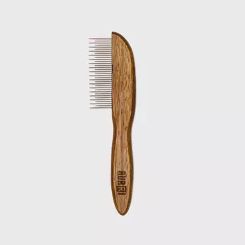 RURRI Расческа с зубьями разной длины для кошек и собак, 19,5х3 см, темное дерево