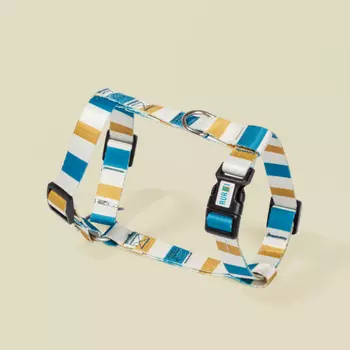 RURRI Шлейка для собак и кошек Аквамарин, L, 40х55 см, песочно-синяя в полоску