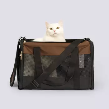 RURRI Сумка-переноска для кошек и собак мелких пород, 46х30х30 см, черно-коричневый