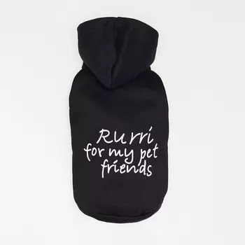 RURRI Толстовка с капюшоном для кошек и собак, M, черный