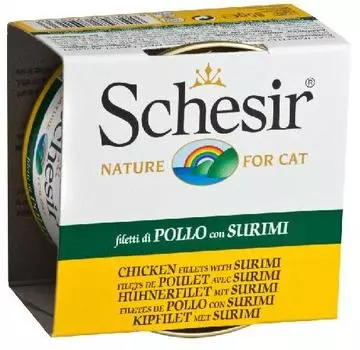 Schesir консервы для кошек Филе куриное/сурими 85г