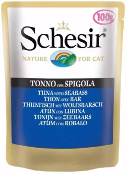 Schesir Влажный корм для кошек, с тунцом и окунем, 100 г