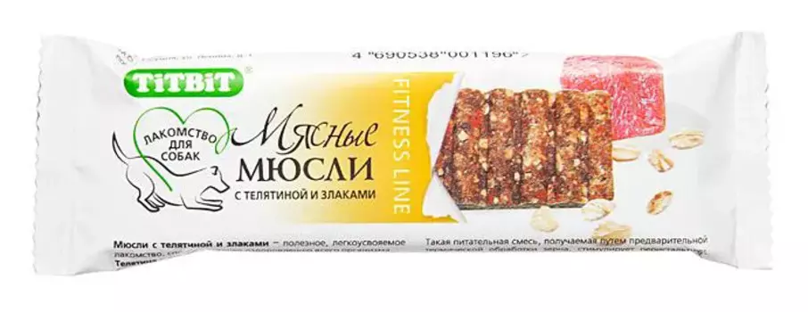TiTBiT Лакомство Мюсли мясные с телятиной и злаками (40 гр.) для собак
