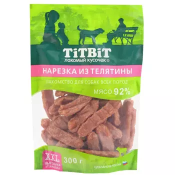 TiTBiT Лакомство Нарезка из телятины для собак, 300 гр.