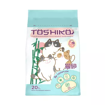 Toshiko Наполнитель древесный комкующийся для кошачьего туалета, 20 л (7,6 кг), с ароматом сакуры