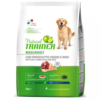 Trainer Natural Maxi корм для собак крупных пород, с сыровяленой ветчиной и рисом, 3 кг
