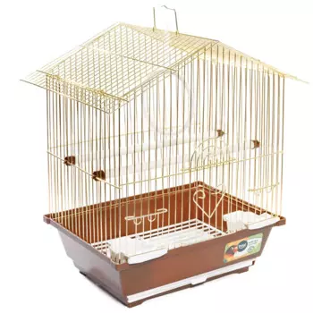 Triol Клетка с фигурной крышей для птиц, 30х23х39 см, золотая