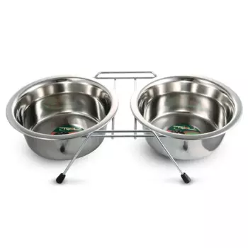 Triol Миска 9003 металлическая на подставке, 2*0,8л