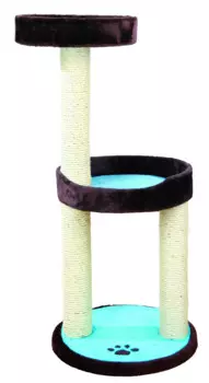 Trixie Дом-когтеточка для кошек Lugo с площадками, коричневый/синий, 45х45х130 см