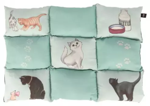 Trixie Лежак-подстилка для кошек 70х55х2см Patchworkt, мятный с декором