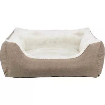 Trixie Nelli Лежак для кошек и собак с бортиком, прямоугольный, светло-коричневый, бело-серо-коричневый, 80x65 см