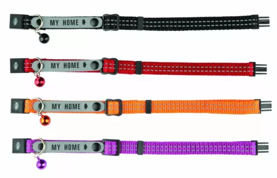 Trixie Ошейник светоотражающий с адресником и колокольчиком для кошек, 21х1 см