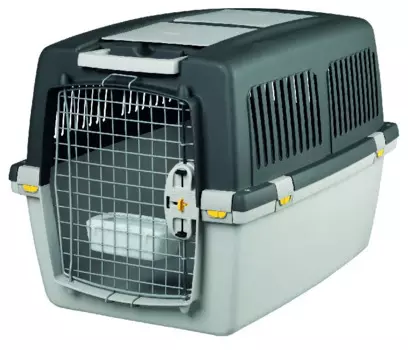 Trixie Переноска Gulliver 4 для собак мелкого размера до 18 кг, S–M, 72x52x51 см, светло-серая-темно-серая