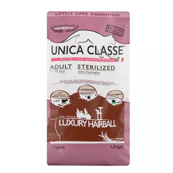 UNICA Classe Adult Sterilized Luxury Hairball Сухой корм для стерилизованных кошек, с ягненком, 1,5 кг