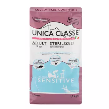 UNICA Classe Adult Sterilized Sensitive Сухой корм для стерилизованных кошек, с тунцом, 1,5 кг