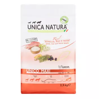 UNICA Natura Maxi Сухой корм для собак крупных пород, с ягненком, рисом и бобами, 2,5 кг