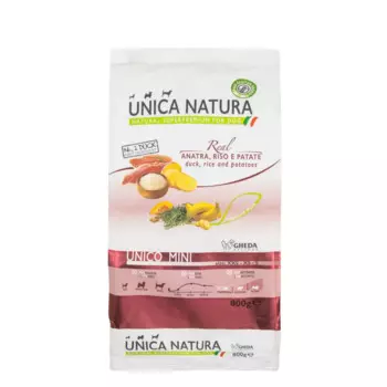 UNICA Natura Mini Сухой корм для собак мелких пород, с уткой, рисом и картофелем, 800 гр.