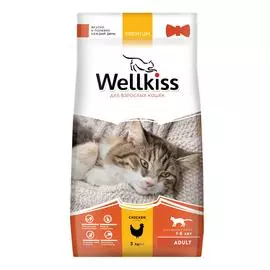 Wellkiss Adult корм для взрослых кошек, с курицей, 3 кг