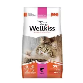 Wellkiss Adult корм для взрослых кошек, с лососем, 400 г