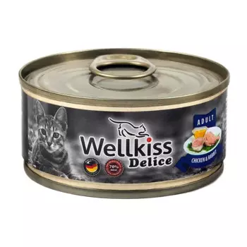 Wellkiss Delice Adult консервированный корм для кошек, с цыпленком и кроликом, 100 г