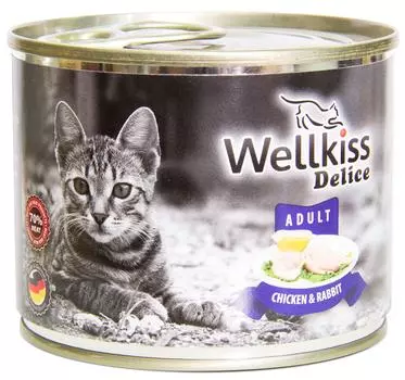 Wellkiss Delice Adult консервированный корм для кошек, с цыпленком и кроликом, 200 г