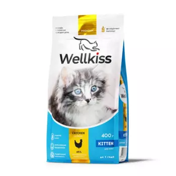 Wellkiss Kitten Delicate Сухой корм для котят, с курицей, 400 гр.