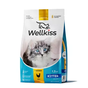 Wellkiss Kitten Delicate Сухой корм для котят, с курицей, 1,5 кг