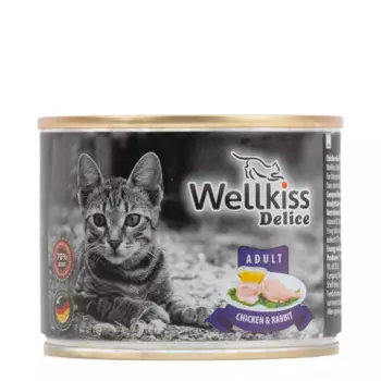 Wellkiss Delice Влажный корм (консервы) для кошек, с цыпленком и кроликом, 200 гр.
