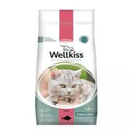 Wellkiss Корм сухой для стерилизованных кошек, с тунцом, 1.5 кг