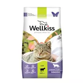Wellkiss Senior корм для кошек в возрасте старше 7 лет, с ягненком, 400 г