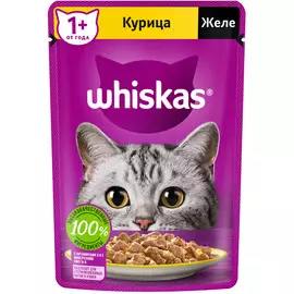 Whiskas Влажный корм (пауч) для кошек, желе с курицей, 75 гр.