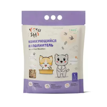 Youshi Наполнитель комкующийся Тофу из соевых волокон для кошачьего туалета, цветные гранулы, 2,7 кг