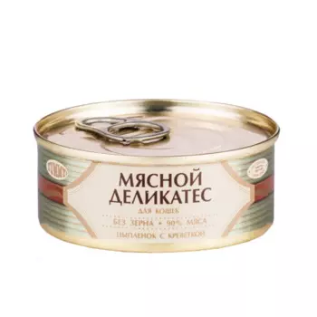 Yummy Мясной Деликатес Влажный корм (консервы) для кошек, с цыпленком и креветками, 100 гр.