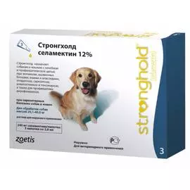 Zoetis Стронгхолд капли на холку для собак весом от 20 до 40 кг от блох, клещей и гельминтов, 3 пипетки по 2 мл