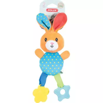 Zolux Игрушка с пищалкой для щенков и собак мелких и средних пород Радужный зайка, 12х5х29 см, оранжевая
