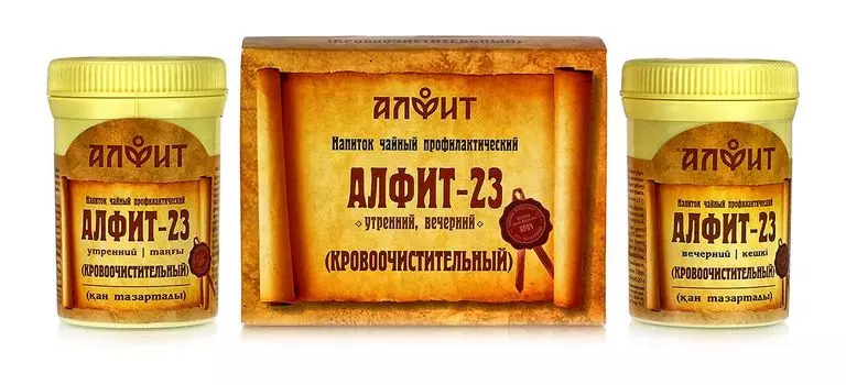 Чайный напиток Алфит-23 кровоочистительный (дезинтоксикационный), 120 г (60 брикетов по 2 г), Алфит