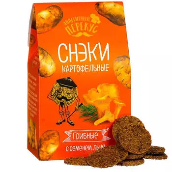 Снэки картофельные с семенем льна, "Грибные", 100 г. , серия Аппетитный перекус