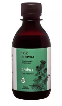 Сок лопуха майского на сиропе топинамбура, серия Соки растений, 200 мл, Алфит
