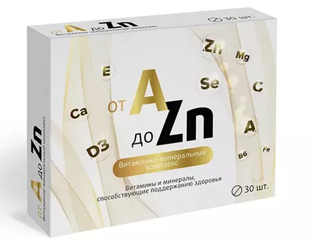 Витаминный комплекс A-Zn, таблетки 743 мг, 30 шт., ВИТАМИР