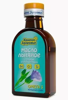 Льняное масло с селеном, хромом, кремнием, 200 мл, Компас здоровья