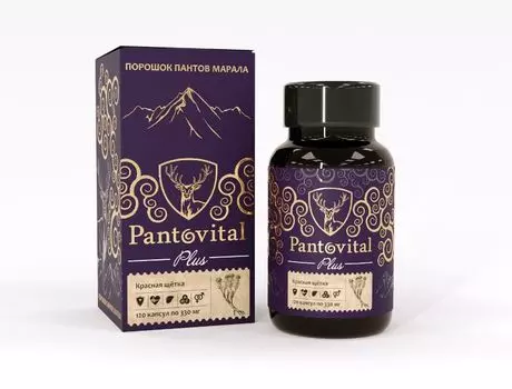 "Пантовитал+" с Красной щеткой (120 капсул по 330 мг), Pantovital