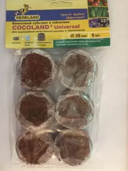 Субстрат кокосовый d 38 мм уп. 6 шт