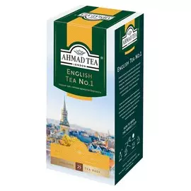 Чай "Ahmad Tea" Английский чай No.1, чёрный, в пакетиках с ярлычками в конвертах из фольги, 25х2г Упаковка - 12 шт.