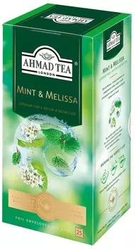 Чай "Ahmad Tea", Чай Мята-Мелиса, зёленый, в пакетиках с ярлычками в конвертах, 25х1,8гр Штука