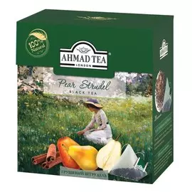 Чай "Ahmad Tea" Грушевый штрудель, чёрный, листовой, в пирамидках, 20х1,8г Упаковка - 12 шт.