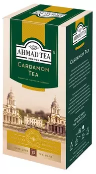 Чай "Ahmad Tea", Кардамон, чёрный, в пакетиках с ярлычками в конвертах, 25х2гр Упаковка - 12 шт.