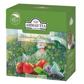 Чай "Ahmad Tea" Клубничный Мусс, зелёный, листовой, в пирамидках, 20х1,8г Штука